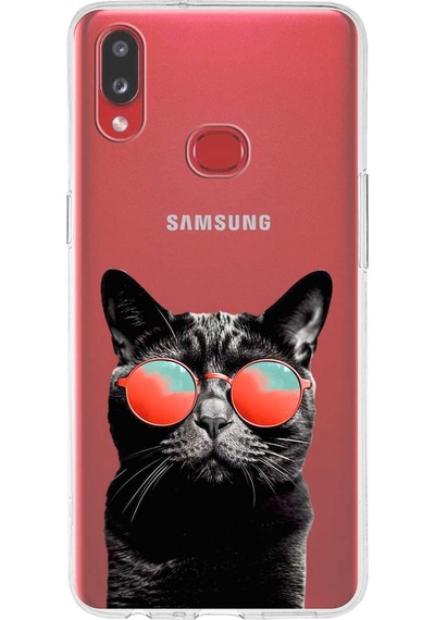 Samsung Galaxy A10s İle Uyumlu 1mm Slim Fit Kedi 3 050d Baskılı Şeffaf Kılıf Şeffaf