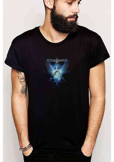 Stratovarius Heaven Music Baskılı Siyah Erkek Tshirt