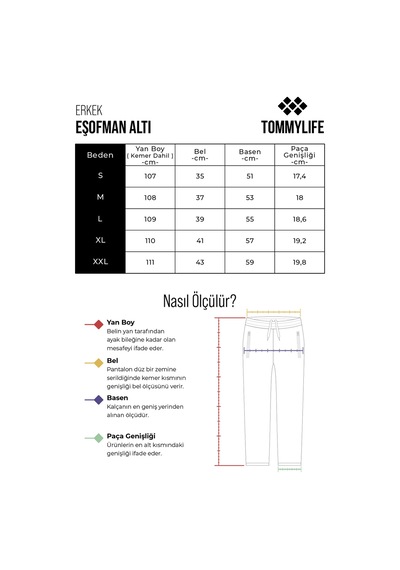 Tommy Life İndigo Erkek Fermuarlı Üç Cepli Standart Kalıp Klasik Paça Eşofman Alt - 84768 İndigo