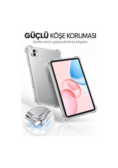 Honor Pad 10 12.1 İnç Şeffaf Antişok Tablet Kılıfı Darbe Emici Köşe Korumalı Esnek Silikon Kılıf Arka Kapak