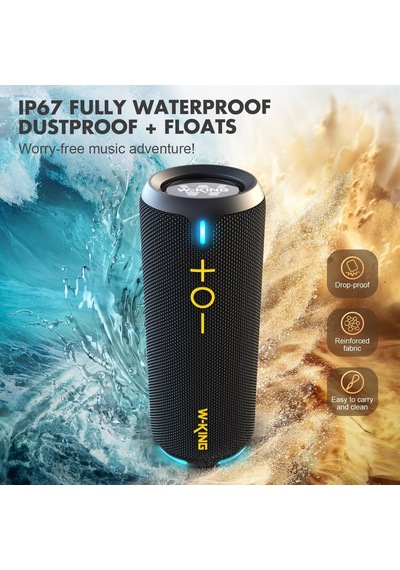 Bluetooth Hoparlörler - Ip67 Su Geçirmez Dış Mekan Taşınabilir Kablosuz Hoparlör, 40w Hd 360 Işıklı Stereo Surround Ses, Özel Eq Ve Derin Bas/v5.3/dsp/24h/tf/aux, Toz Geçirmez, Duş, Kamp İçin