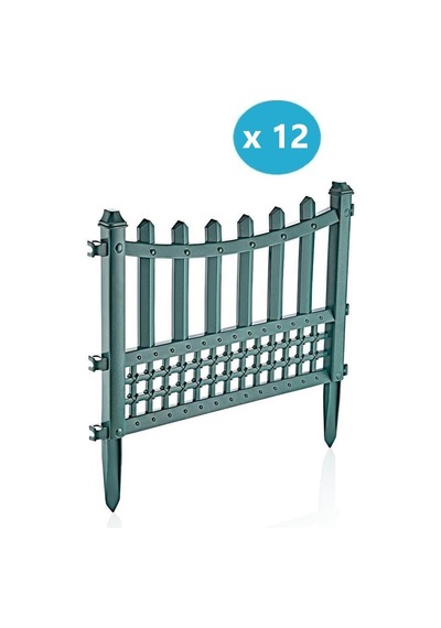 Omnipazar Sy-5998 Elite Plastik Dekoratif Bahçe Çiti 12'li Set 60x55 Cm Yeşil