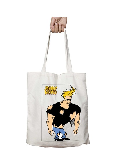 Art Hediye Johnny Bravo Bezgin Dizayn İki Taraf Kalıcı Yıkanabilir Okul Plaj Omuz Bez Çanta Çok Renkli