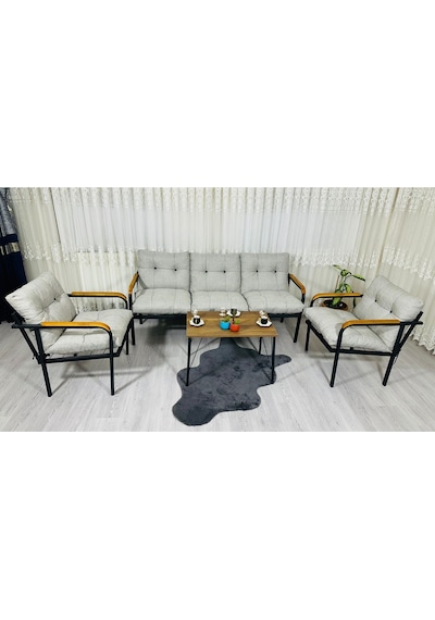 Madame Home Begonvil Balkon, Bahçe - Metal Kanepe Koltuk Takımı 3+1+1 + Sehpa Açık Gri Madame Home Begonvil Balkon, Bahçe - Metal Kanepe Koltuk Takımı 3+1+1 + Sehpa Açık Gri
