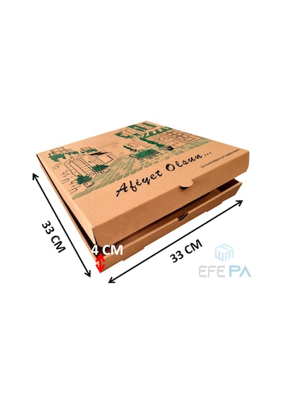 Karton Pizza Kutusu 33X33X4 Cm 100' Lü