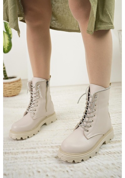 Nesil Shoes Swell 3081 Ten Taşlı Kadın Bot-ten Ten