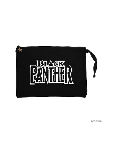 Zepplin Giyim Black Panther Logo Siyah Clutch Astarlı Cüzdan / El Çantası