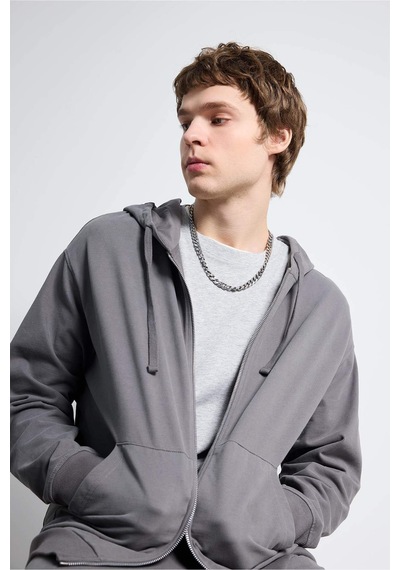 Defacto %100 Pamuk Fermuarlı Sweatshirt F9812ax26spgr206 Gri-gr206