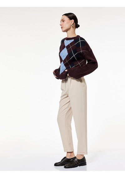 Koton Slim Fit Cepli Pile Detaylı Cepli Chino Havuç Pantolon Bej 6wak40171uw Ekru