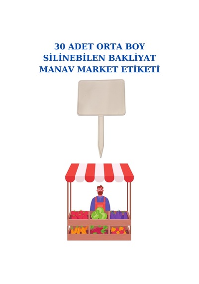 Yaz Sil Orta Boy Sapla Bakliyat Etiketliği 30 Adet Manav Pazarcı Byz 001 Beyaz