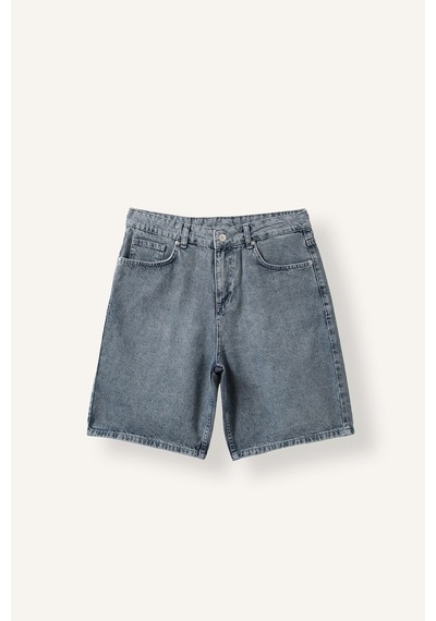 Defacto Yıkama Efektli Straight Fit Denim Bermuda I5600ax26aunm84 İndigo-nm84