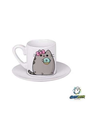 Pusheen Türk Kahvesi Fincanı 0163 Beyaz