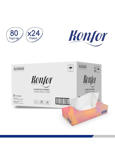 Konfor Kutu Mendil 80 Yaprak 24'lü Koli