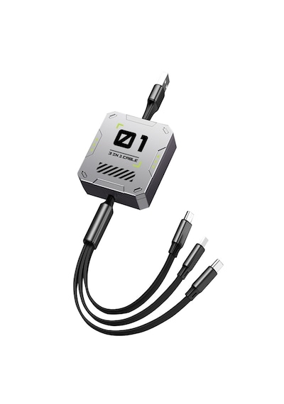 Zuidid - Fc151 - 3 Ü 1 Arada 100w 3a Hızlı Şarjlı 1.2 Metre Geri Çekilebilir Çoklu Şarj Kablosu (Şarj Kablosu)-Evet