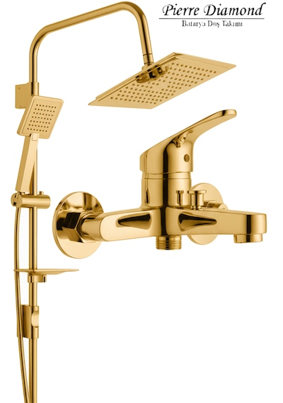 050-1 Banyo Bataryası Robot Duş Takımı Musluk Armatür Siyah Beyaz Gold Krom Renkler Gold
