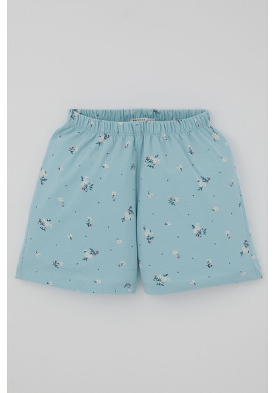 Breeze Kız Çocuk Şortlu Pijama Takımı Çiçek Desenli 4-8 Yaş, Açık Mavi