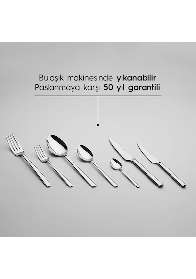 Nehir Dalyan Sade 12 Kişilik 89 Parça Deri Kutulu Çatal Kaşık Bıçak Takımı Gümüş