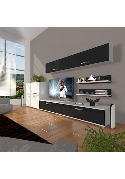 Decoraktiv Eko 6y Slm Std Tv Ünitesi Tv Sehpası Beyaz - Siyah