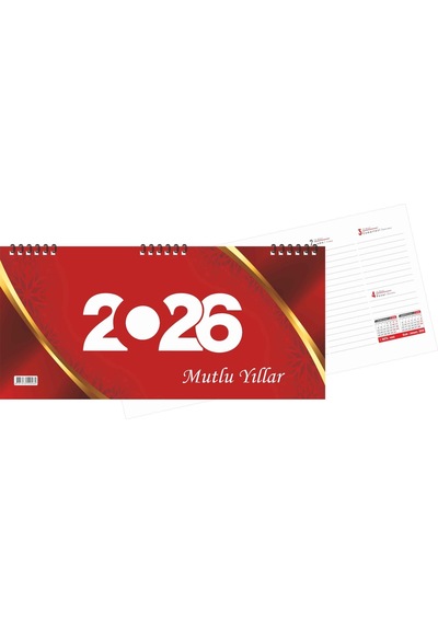 2026 Spiralli Masa Takvimi 16x33 Cm Geniş