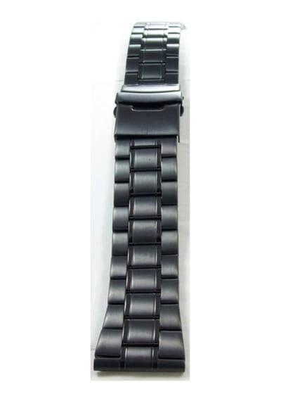 24Mm Siyah Metal Saat Kordonu Çelik Kolçak 1.Kalite Kayış Şeritli