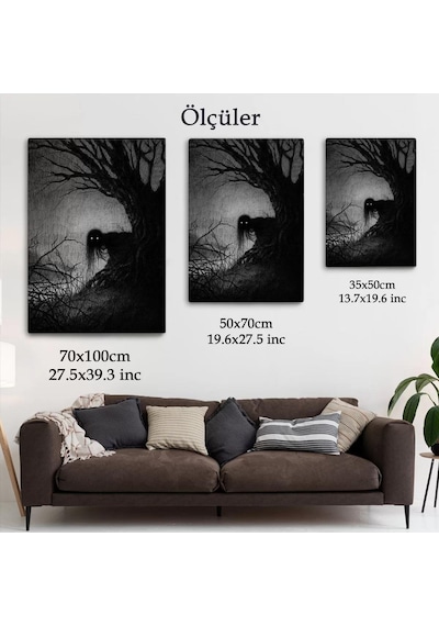 Karanlık İçindeki Korkunç Bir Çift Göz Tablosu-6288