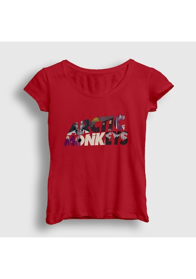Presmono Kadın Mask Arctic Monkeys T-shirt Kırmızı