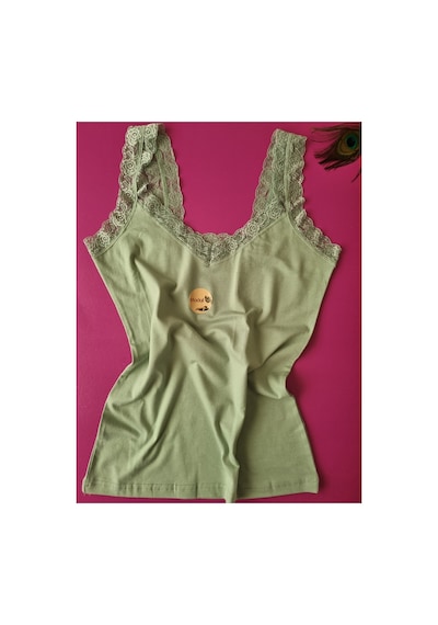 Demirsa Boutique Dantel Detaylı Modal Kumaş Askılı Yeşil Ve Pudra 2'li Kadın Atlet Yeşil-pembe1 Demirsa Boutique Dantel Detaylı Modal Kumaş Askılı Yeşil Ve Pudra 2'li Kadın Atlet Yeşil-pembe1