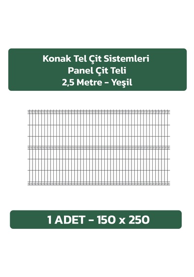 1 Adet Panel  Çit Teli 150x250 Cm Yeşil
