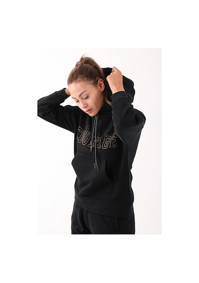 Maraton Sportswear Comfort Kadın Kapşonlu Uzun Kol Basic Siyah Sweatshirt 21475-siyah Siyah