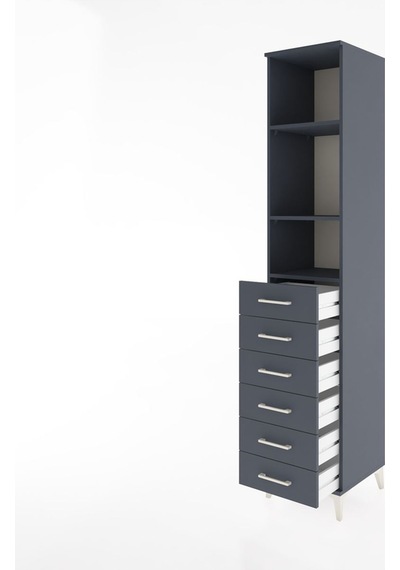 Hyperion Dolap 3 Raflı 6 Çekmeceli 44x44x221 Antrasit-antrasit Antrasit