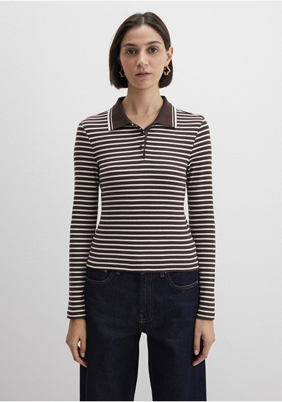 Mavi - Kahverengi Polo Tişört 1613836-91456 Kahverengi
