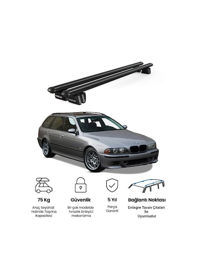Pençe Bmw 5 Series Touring E39 1997-2000 Uyumlu Siyah Ara Atkı Port Bagaj Tavan Barı