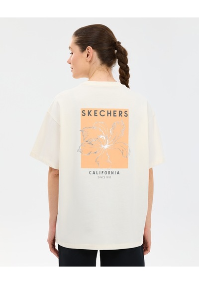 Skechers W Oversize Fit Graphic T-shirt Kadın Beyaz Tshirt S2610052-3855