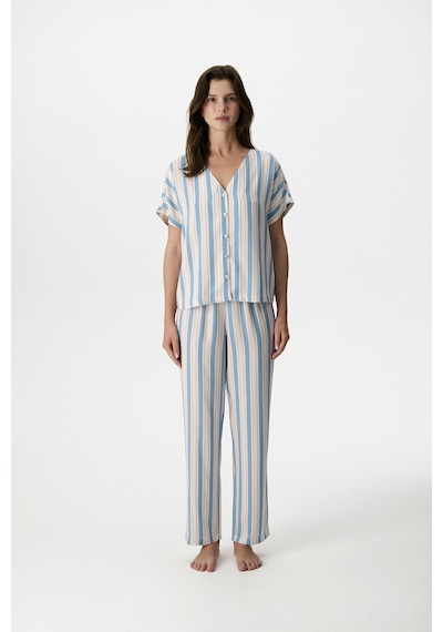 Penti Mavi Ella Çizgili Pantolon Pijama Takımı