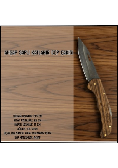 Uyguna-yakala Ahşap Saplı Katlanır Cep Çakısı-cak.653