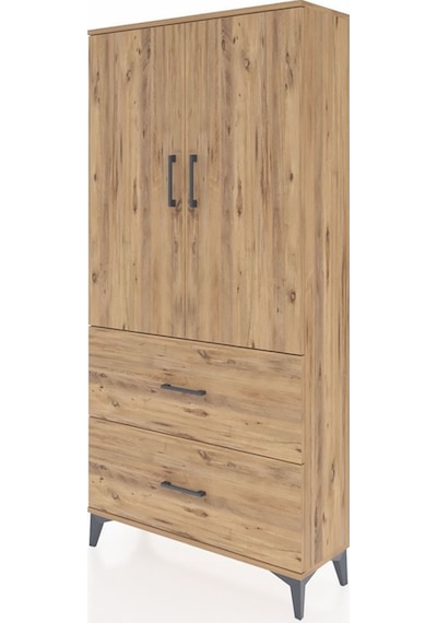 Arges Dolap 3 Raflı 2 Çekmeceli 2 Kapaklı 88x30x182 Çam-çam Atlas Çam