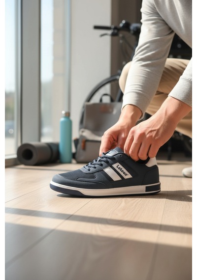 Enoch Erkek Fileli Günlük Spor Ayakkabı Şeritli Sneaker Klasik Kort Modeli 2332 Lacı