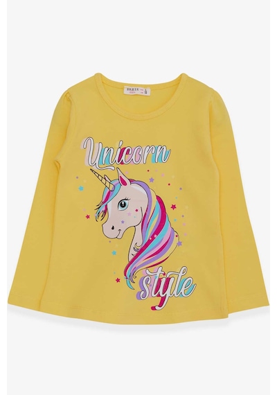 Breeze Kız Çocuk Uzun Kollu Tişört Unicorn 2-6 Yaş, Sarı