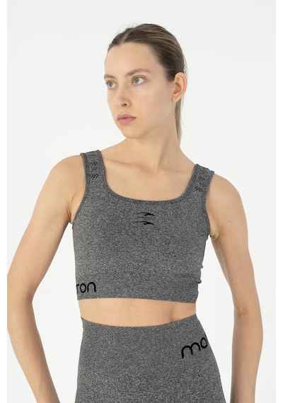 Maraton Slimfit Kadın Düz Yaka Siyah Melanj Bra Siyah - Melanj