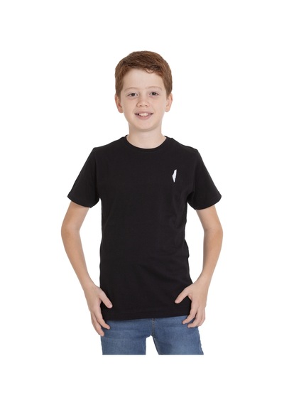 Zaytoon Unisex Çocuk Kısa Kollu Yan Dolu Filistin Haritası Nakışlı Tişört T600001 Siyah
