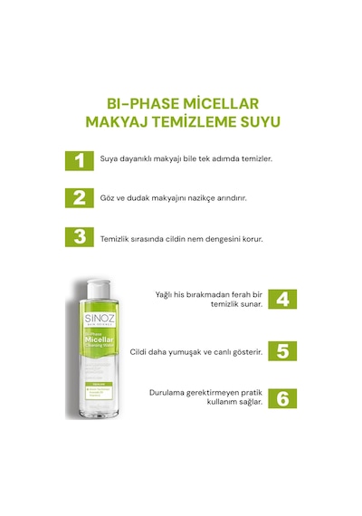 Sinoz Çift Fazlı Micellar Makyaj Temizleme Suyu 200 ML