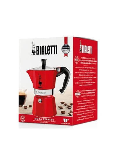 Bialetti 0004943 Moka Express Espresso Kahve Pişiricisi 6 Kişilik Rossa, Kırmızı