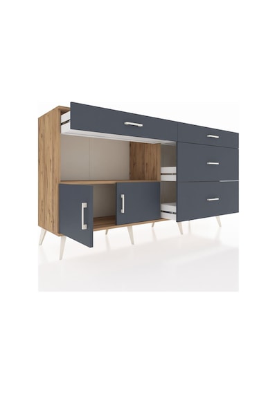 Hyperion Konsol Tek Raflı 4 Çekmeceli 2 Kapaklı 176x44x99 Çam-ant Çam-antrasit Hyperion Konsol Tek Raflı 4 Çekmeceli 2 Kapaklı 176x44x99 Çam-ant Çam-antrasit