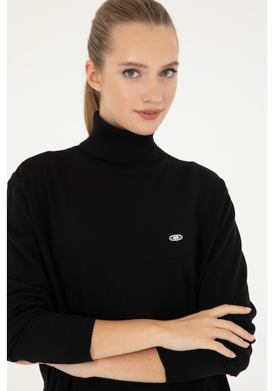 U.S. Polo Assn. Kadın Siyah Basic Boğazlı Kazak 50294570-VR046