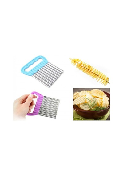 Peynir Kesme Teli + Chips Chopper Şekilli Sebze Ve Meyve Dilimleyici - 2li Set N0z5t3 Çelik Diğer