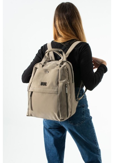 Baginn Nubuk-süet Dokulu Kadın Sırt Çantası Vegan Deri 35 29 Cm İster Elde İster Sırtta Fonksiyonel 19a Bej
