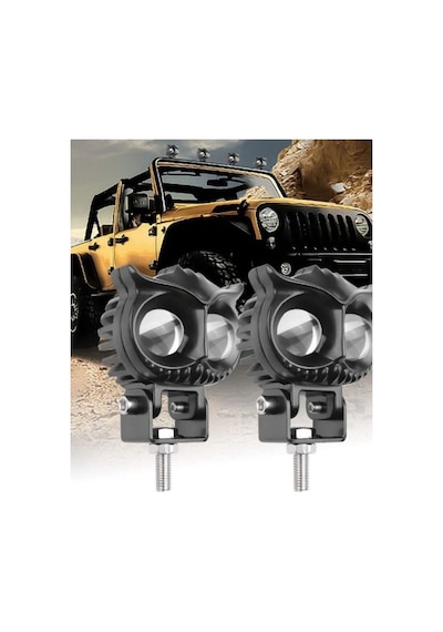2 Adet Açma Kapama Anahtarlı Baykuş Led Sis Farı Çakarlı 4 Fonksiyon Çift Renk Sarı-beyaz Moto-offroad-suv-iş Makinesi