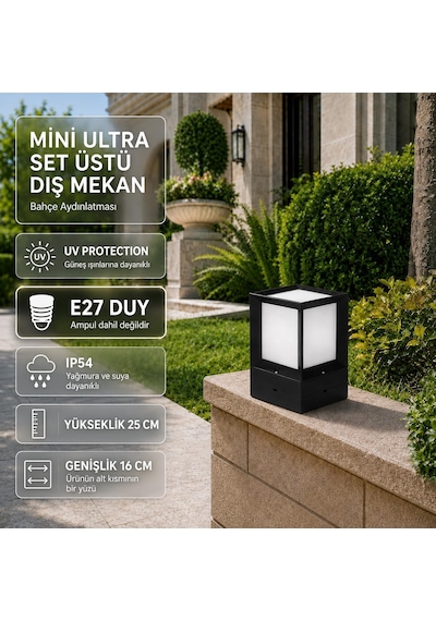 Zita Mini Ultra Set Üstü Dış Mekan Bahçe Armatürü E27 Duy, Ip54, Uv Korumalı, Elektrik Bağlantılı
