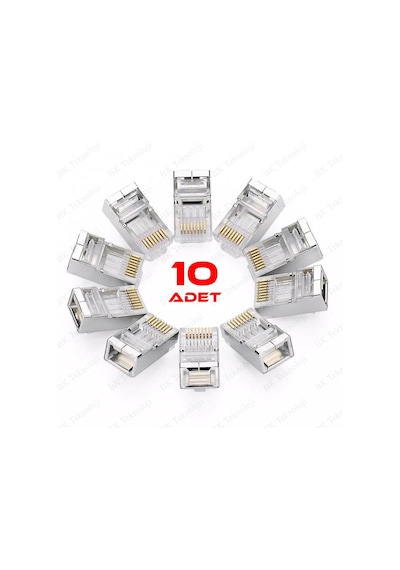 Yeni Nesil Delikli Ez Rj45 Cat6 Metal Jak Konnektör 10 Lu Paket
