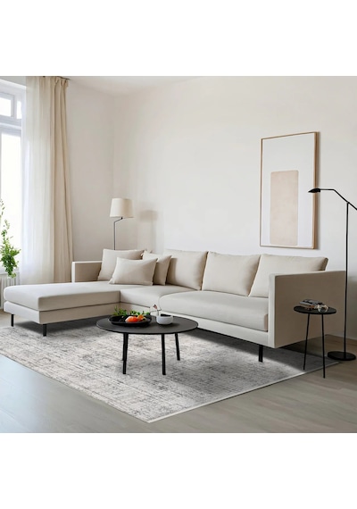 Bespoky Dekor Soyut Modern Eskitme Salon Halısı Makine Dokuma Gri